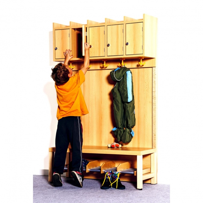 Komplettgarderobe mit Türen, ohne Stütze, zur Wandmontage, für 5 Plätze 